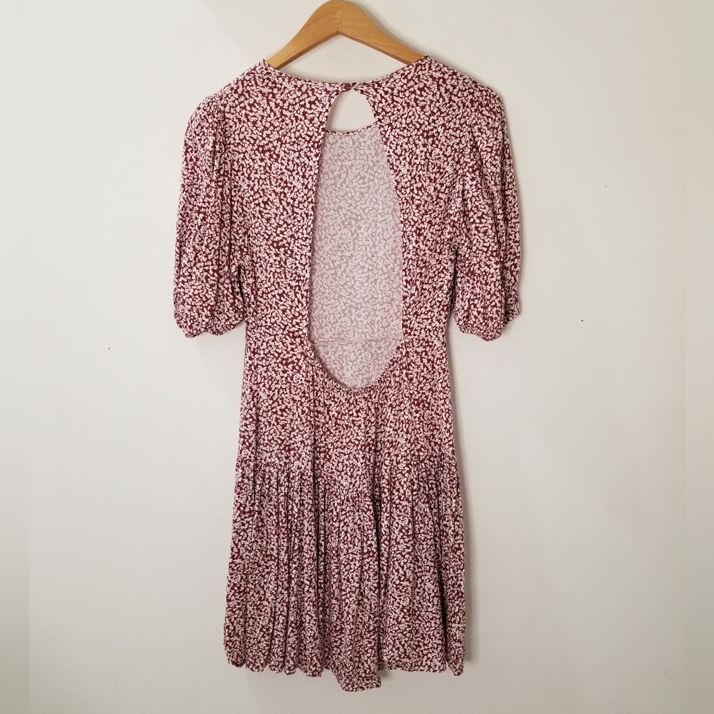Free People Dancing In The Dark Mini Dress Plum Red Floral Print Sz S - Picture 5 of 14